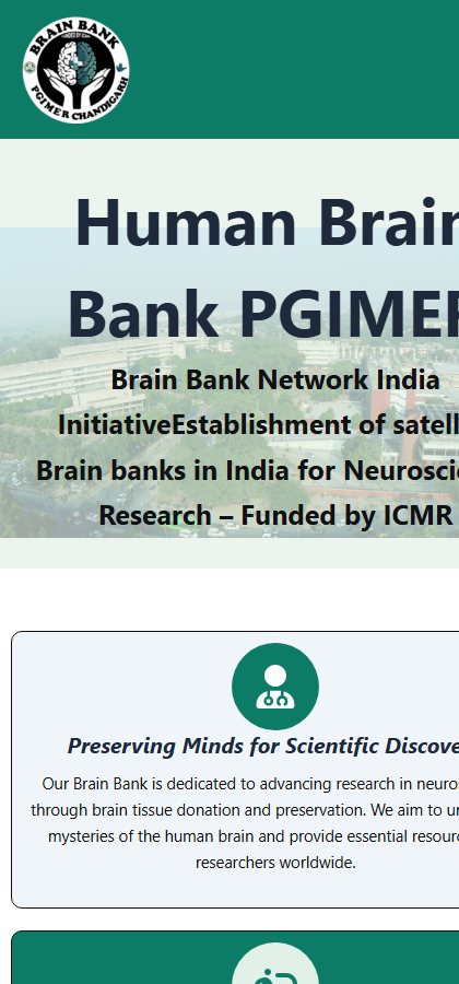 PGIMER Brain Bank phone website view