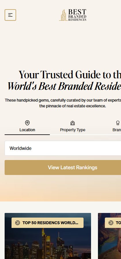 Best Branded Residences phone website view